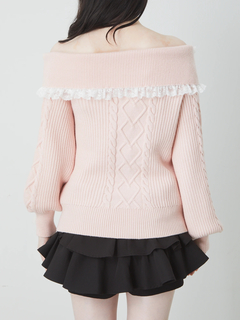 リボンオフショルニットTOPS