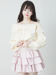 リボンオフショルニットTOPS