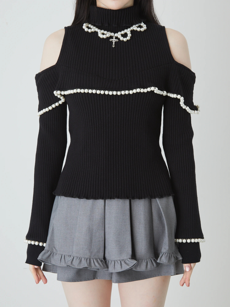 新品✨ プラージュ　テンドレ バック　ロゴ　ニット　サークルロゴ　コットン　紺 ヨークフリルハシゴリボンニット - Ank Rouge(アンクルージュ)の
