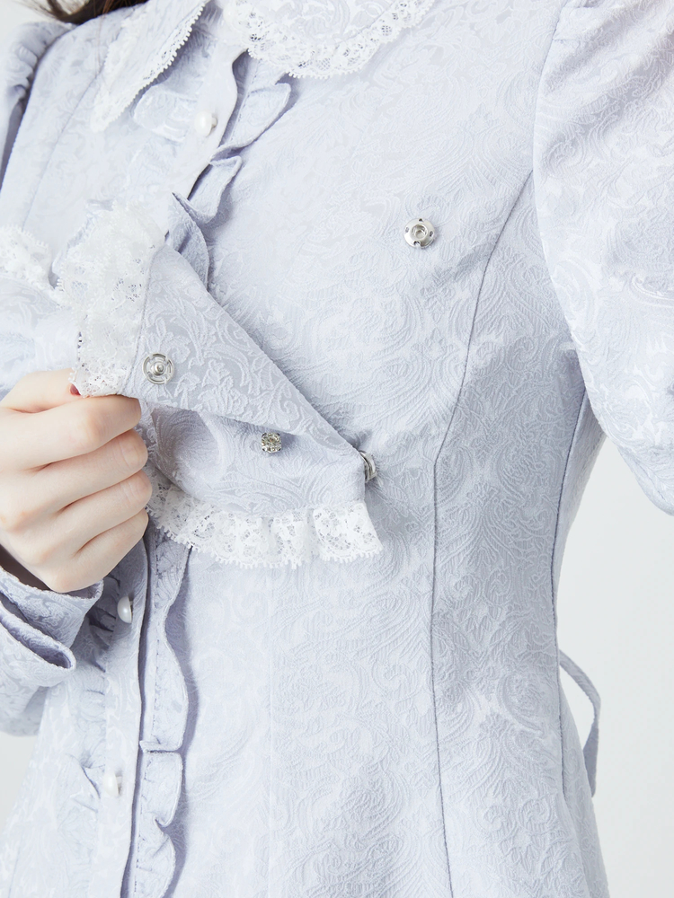 ジャガードリボンワンピース　襟付きジャケットセット　コサージュ付き　130 ジャガードリボンワンピース 襟付きジャケットセット コサージュ