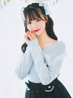オフショルリボンレースニット