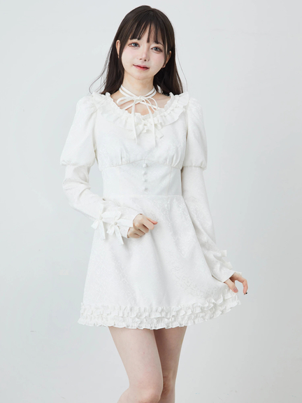 ジャガードドーリーワンピース(ホワイト)