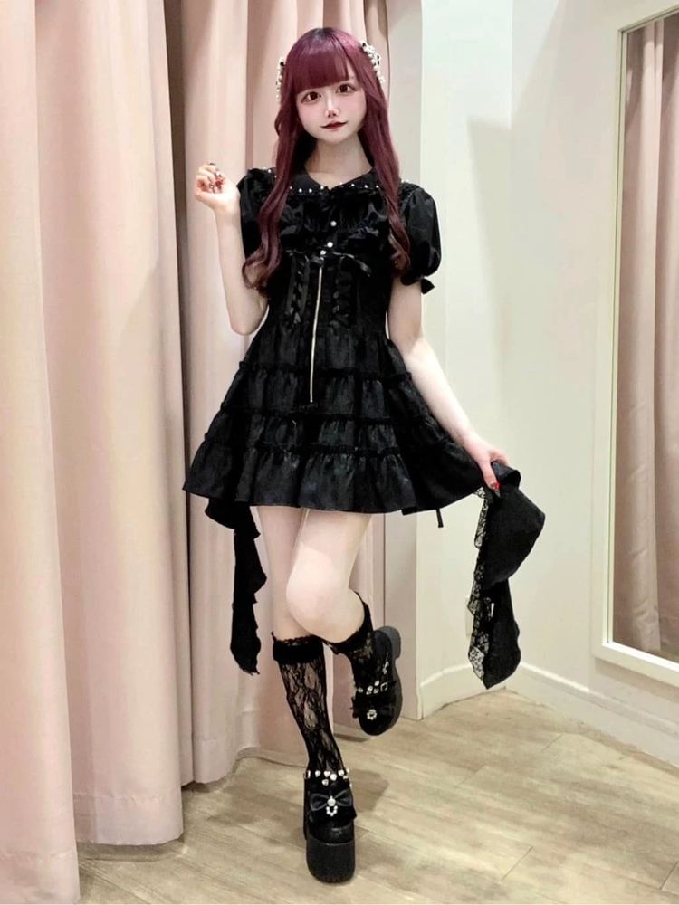 新品タグ付き　Ank Rouge ヒラヒラティアードジャガードJSK ブルー ヒラヒラティアードジャガードJSK - Ank Rouge(アンクルージュ