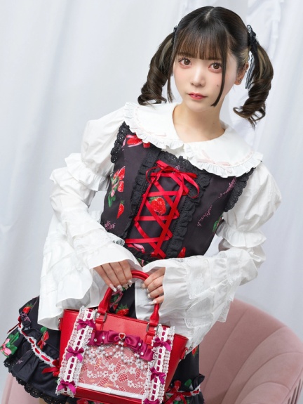 はしごリボン姫袖ブラウス(ホワイト)