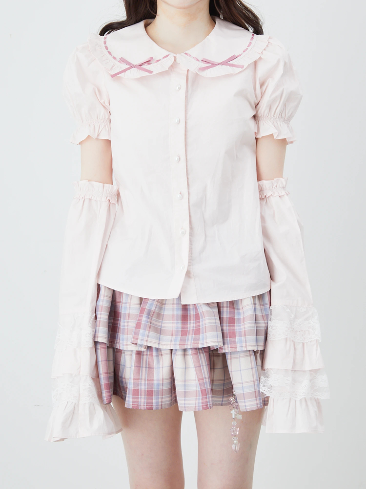 Ank Rouge はしごリボン姫袖ブラウス ピンク Ank Rouge ブラウス シャツ はしごリボン姫袖ブラウス