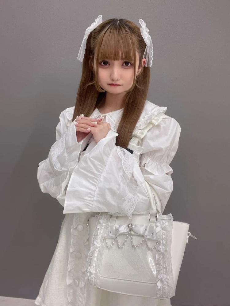 姫袖ブラウス生成り＆ハシゴレースジャンパースカート＆ヘッドドレス