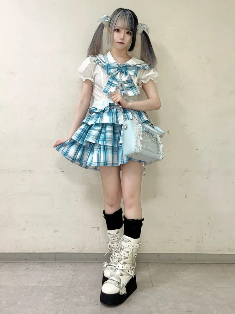 美品　フランス製　Saint George／サンジョルジュ★　シャツ＆スカート ジャガードネクタイセーラーブラウス - Ank Rouge(アン