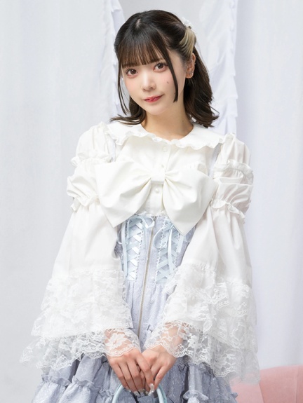 Bigリボン姫袖ブラウス(ホワイト)