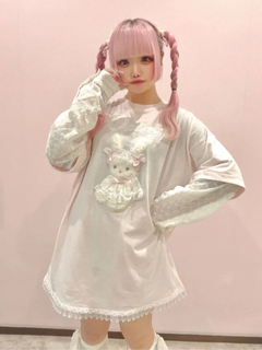 うさちゃんレースレイヤード風ロンTE