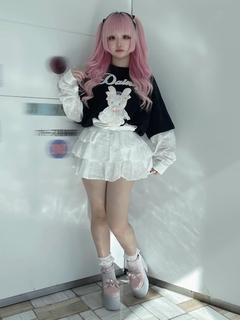 うさちゃんレースレイヤード風ロンTE