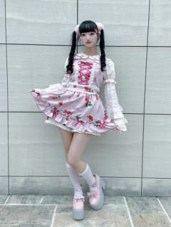 エナメルリボン厚底ローファー