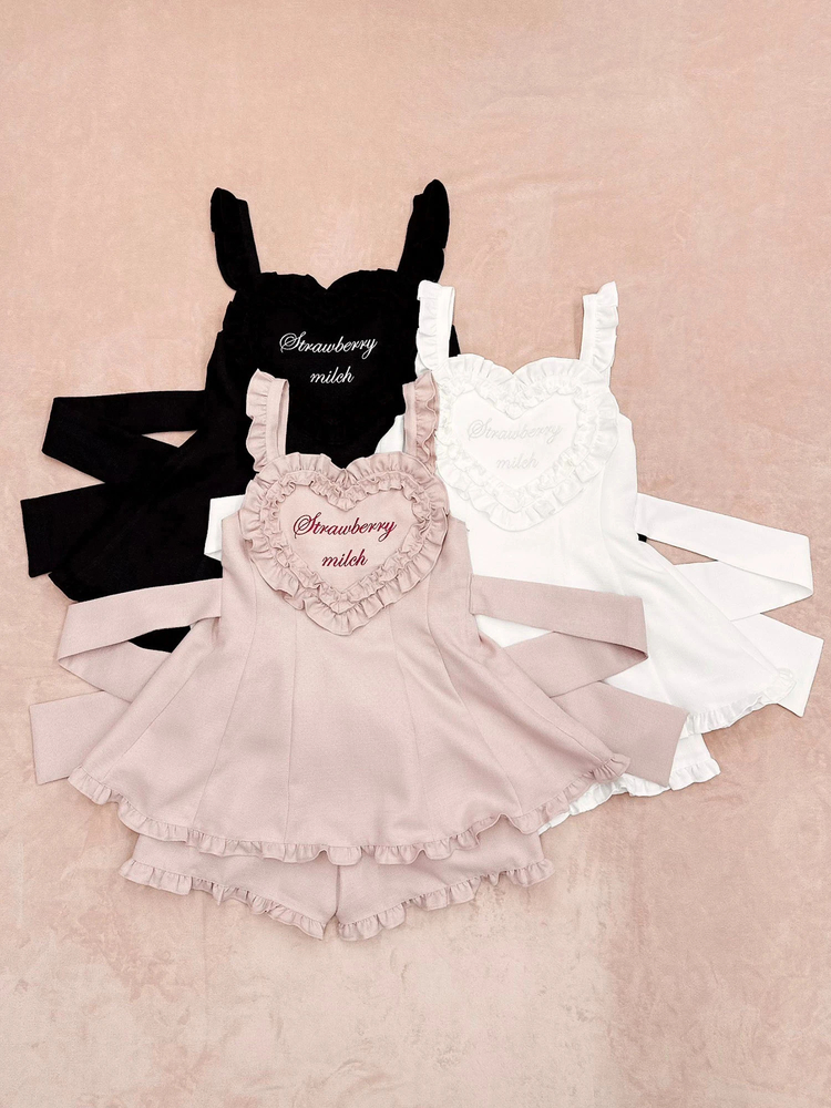 Ank Rouge ピンク ハートエプロン Ank Rouge ハートエプロンセットアップ