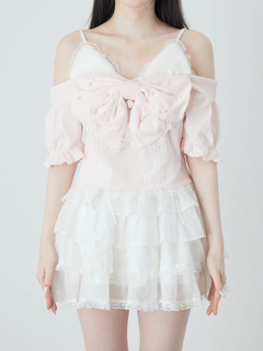 リボンネコちゃんオフショルテレコTOPS