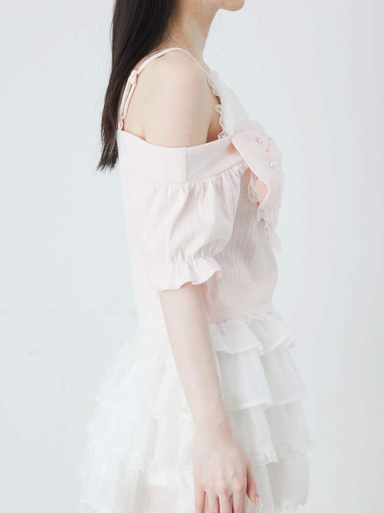 Ank Rouge - オフショルテレコTOPS オフショルテレコTOPS - Ank Rouge(アンクルージュ)のTシャツ