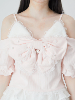 リボンネコちゃんオフショルテレコTOPS