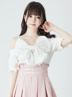 リボンネコちゃんオフショルテレコTOPS