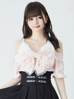 リボンネコちゃんオフショルテレコTOPS