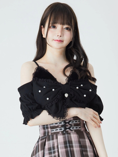 リボンネコちゃんオフショルテレコTOPS