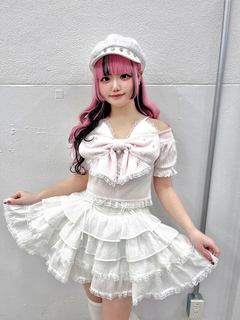 リボンネコちゃんオフショルテレコTOPS