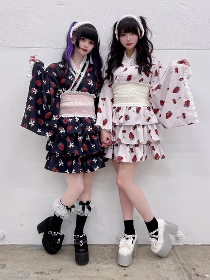 cherry berry princess 浴衣ワンピース(ピンク)