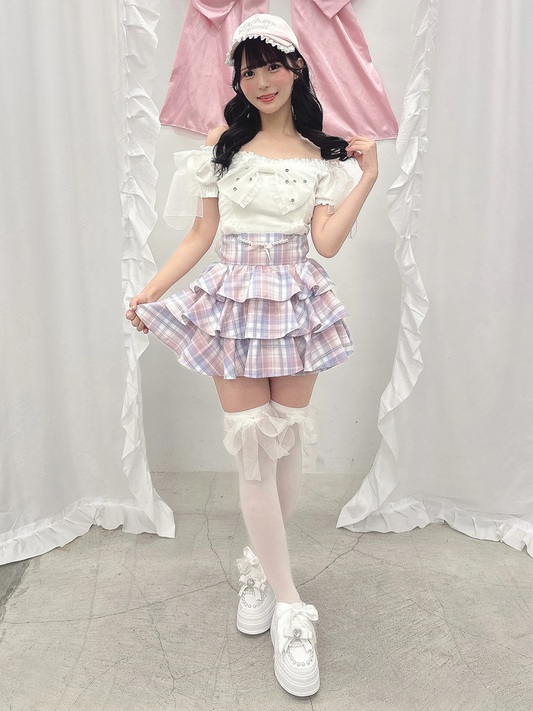 シーニュ♡リボントップス♡ セール】ギャザーデザインアシメ肩出し 肩リボントップス（T