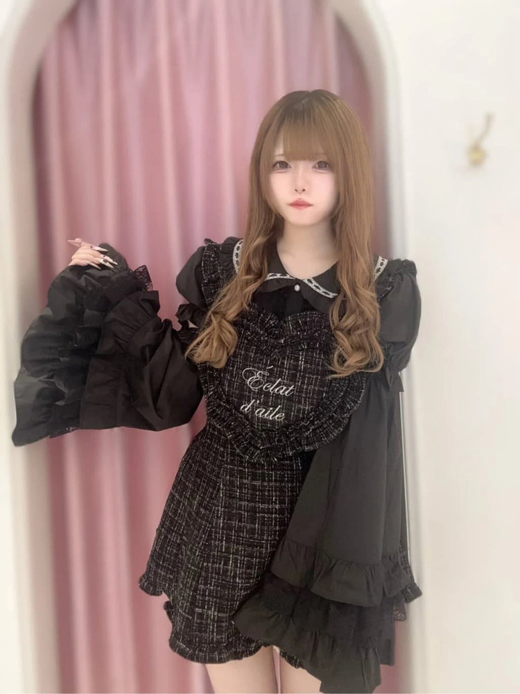 Ank Rouge ハートエプロンツイード 黒 ハートエプロンツイードSETUP - Ank Rouge(アンクルージュ)の