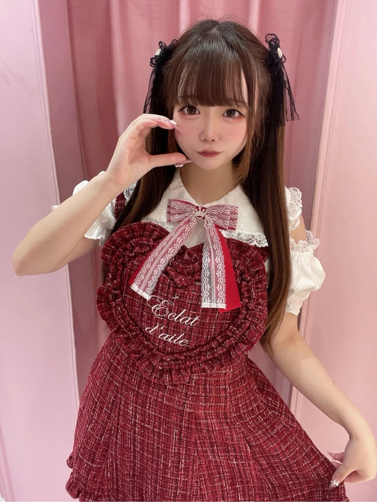 Ank Rouge ハートエプロンツイード ピンク ハートエプロンツイードSETUP - Ank Rouge(アンクルージュ)の