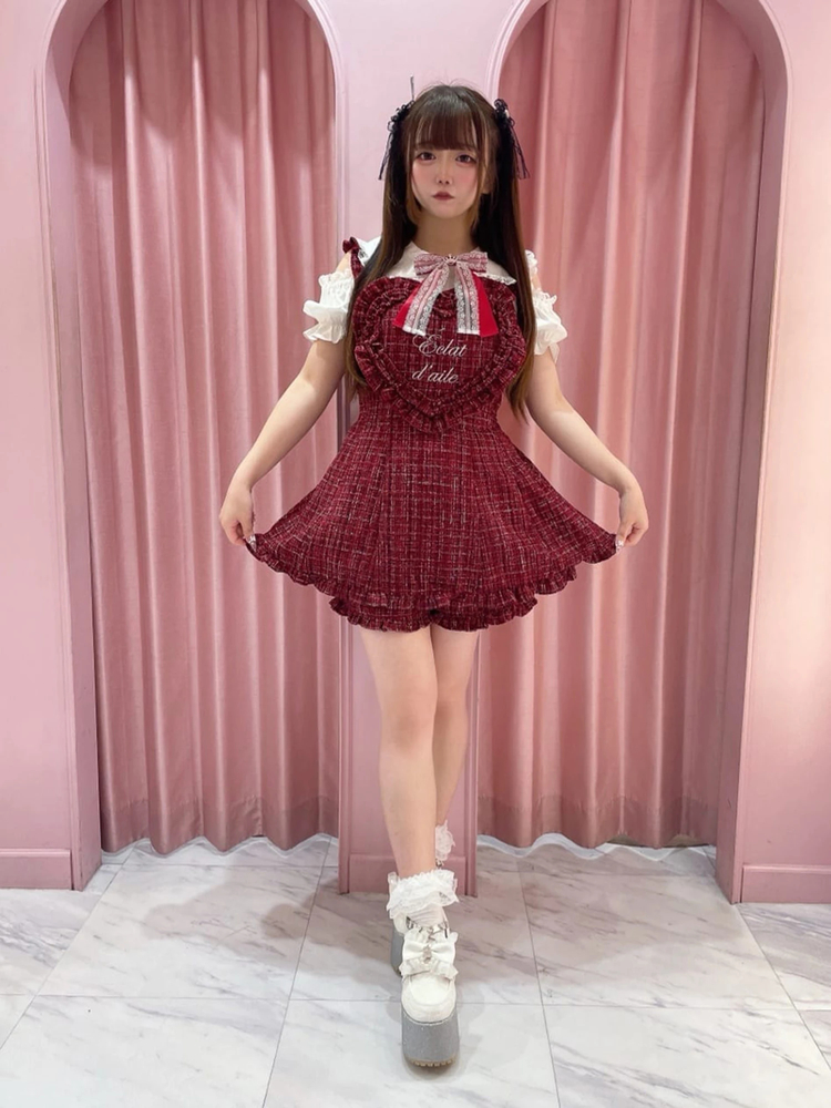 Ank Rouge ハートエプロンツイード ピンク ハートエプロンツイードSETUP - Ank Rouge(アンクルージュ)の