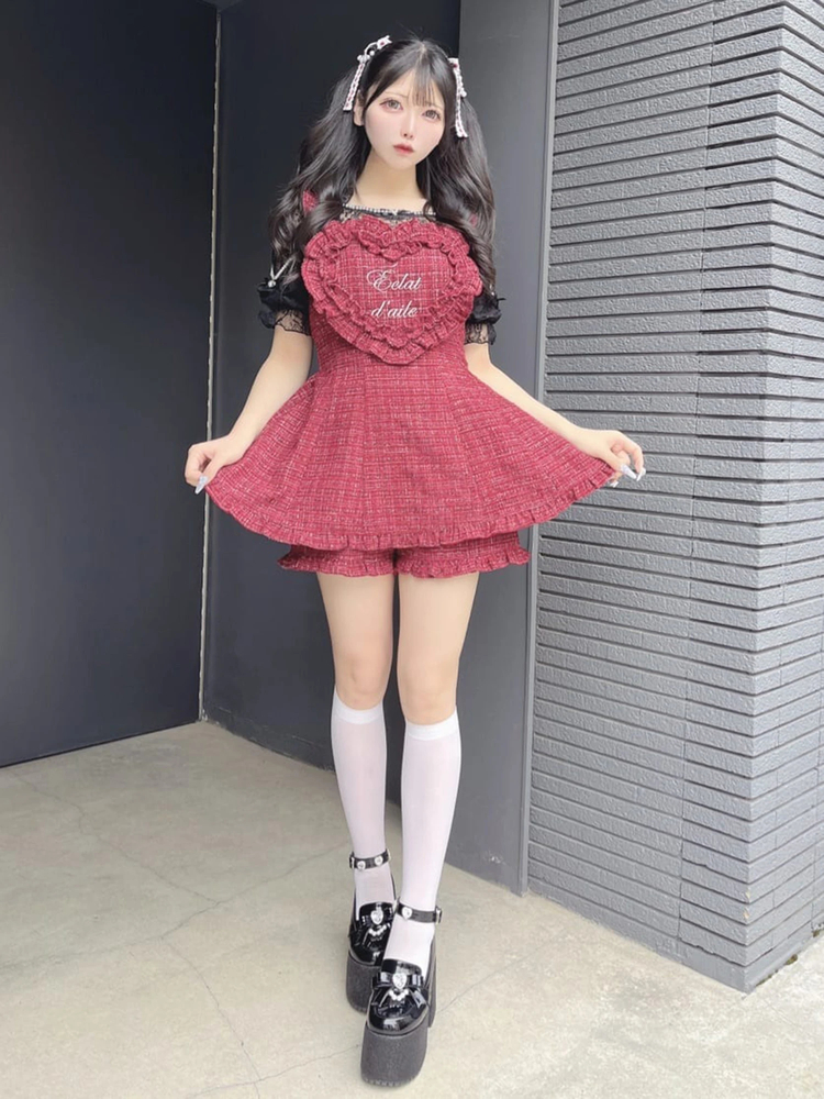 Ank Rouge ハートエプロンツイード ピンク ハートエプロンツイードSETUP - Ank Rouge(アンクルージュ)の