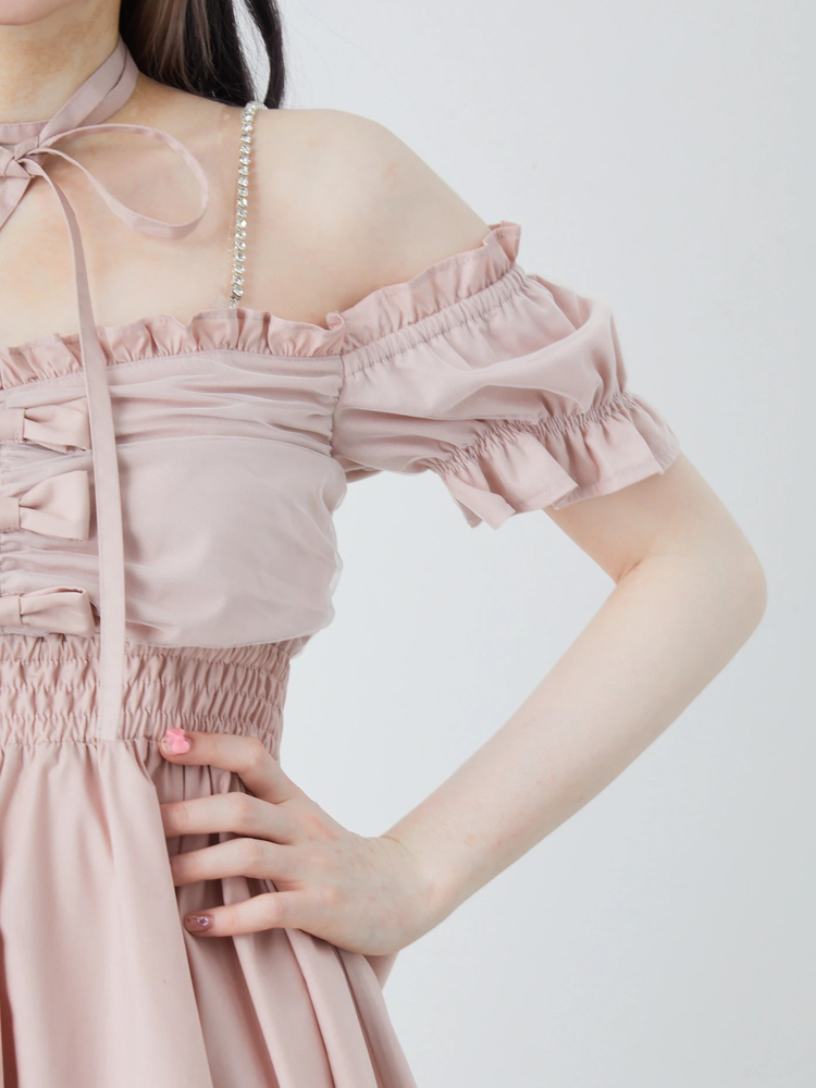 おリボンオフショルドーリーワンピース - Ank Rouge(アンクルージュ)の