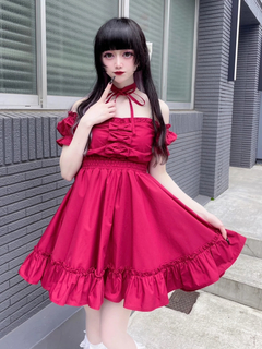 おリボンオフショルドーリーワンピース
