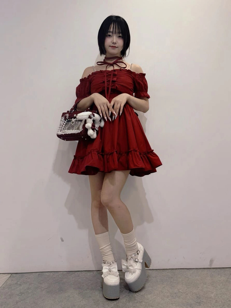 おリボンオフショルドーリーワンピース - Ank Rouge(アンクルージュ)の