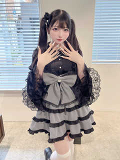 BIGリボン配色ティアードジャンスカ
