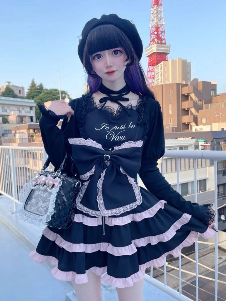 BIGリボン配色ティアードジャンスカ - Ank Rouge(アンクルージュ)の