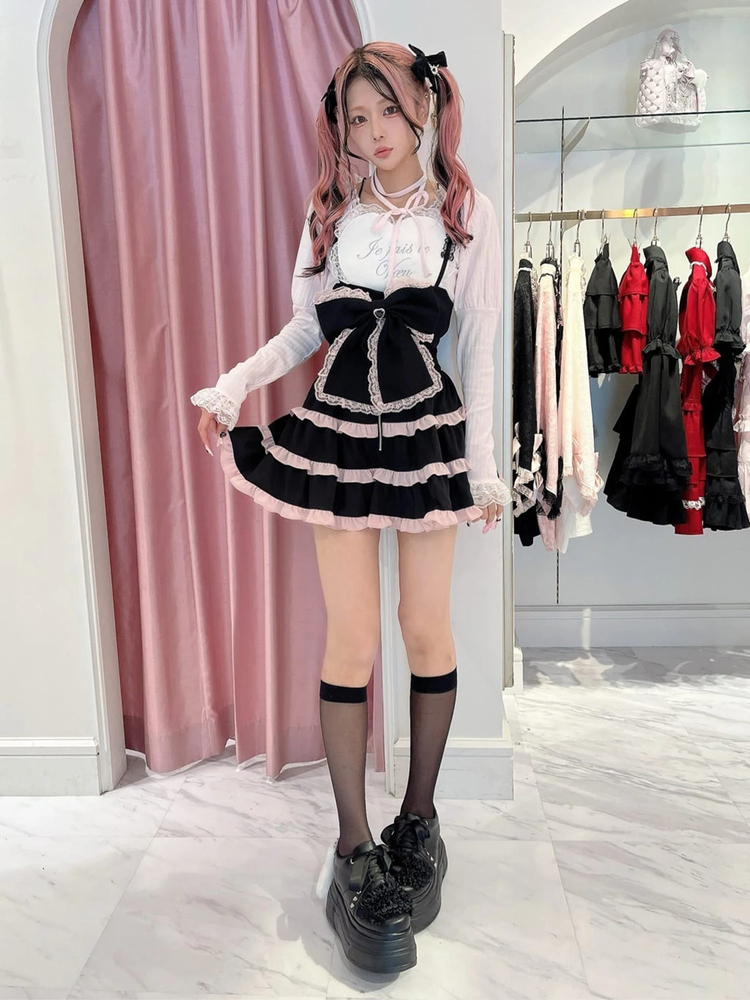 BIGリボン配色ティアードジャンスカ - Ank Rouge(アンクルージュ)の