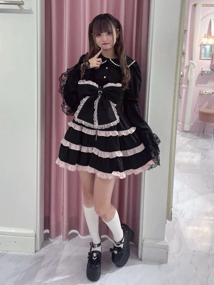 BIGリボン配色ティアードジャンスカ - Ank Rouge(アンクルージュ)の