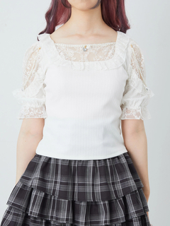 肩フリルテレコTOPS