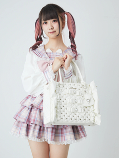 ビジューキルティング合皮A4トートBAG