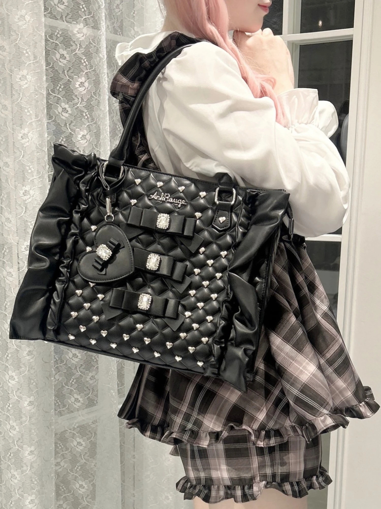 完売品 AnkRouge ビジューキルティングBAG 黒 レディース ファッション 
