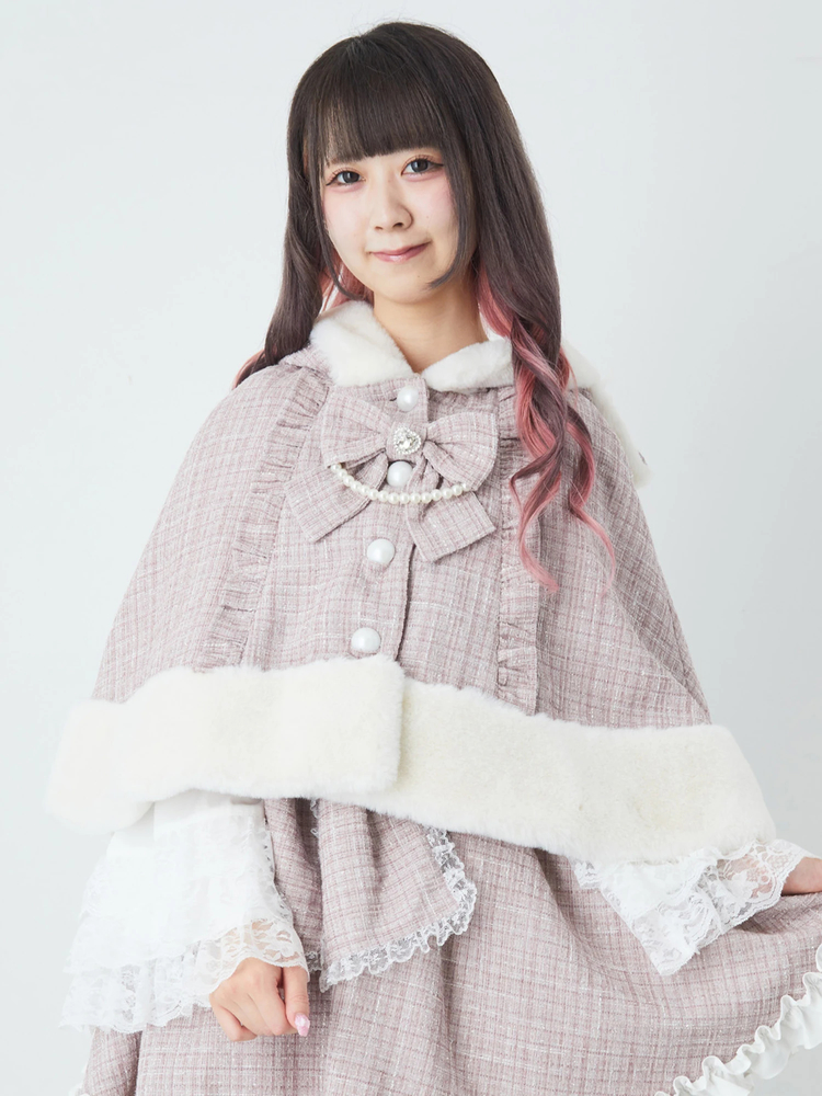 Ank Rouge くまちゃんキラキラツイードポンチョ ブルー AnkRouge くまちゃん キラキラ ツイード ポンチョ ブルー