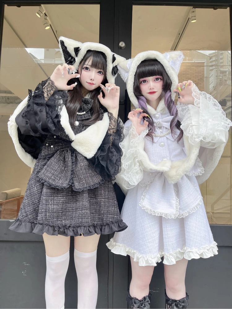 ネコちゃんキラキラツイードポンチョ - Ank Rouge(アン