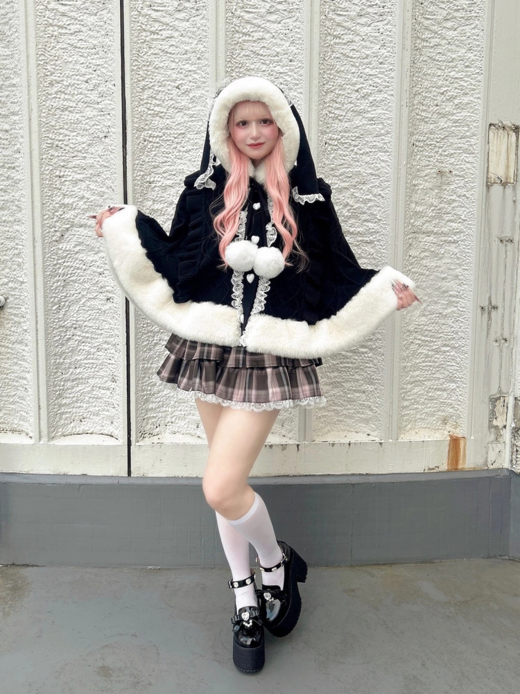 アンクルージュ うさちゃんニットポンチョ ピンク M うさちゃんニットポンチョ - Ank Rouge(アンクルージュ)の