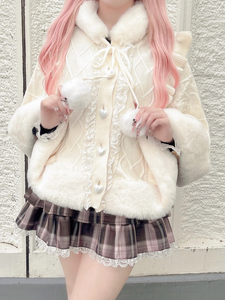 アンクルージュ うさちゃんニットポンチョ ピンク M うさちゃんニットポンチョ - Ank Rouge(アンクルージュ)の