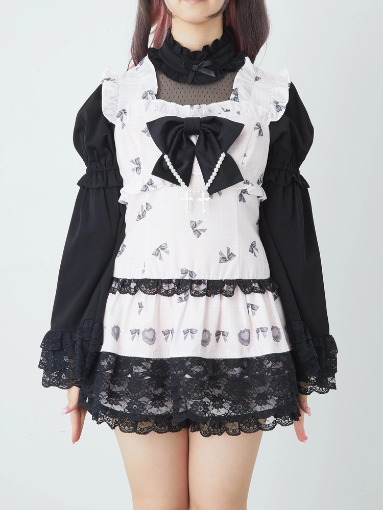 Ank Rouge Ribbon PartyプリントSet up 黒 Ank Rouge Ribbon PartyプリントSet up（Ank Rouge アン