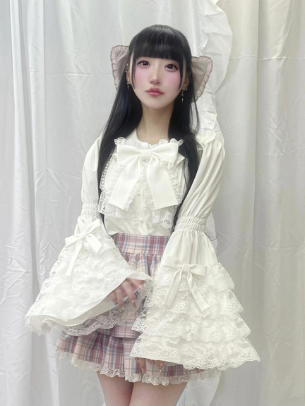 おリボン姫袖ブラウス(ホワイト)