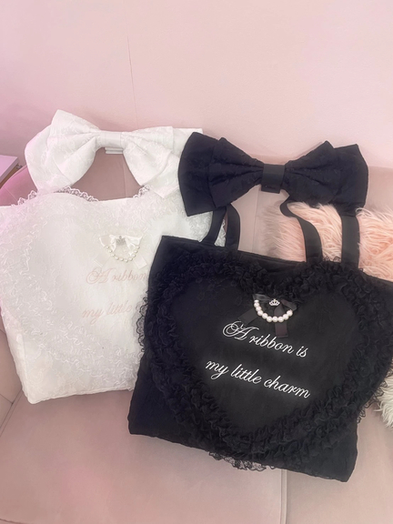 レースハートのトートBAG(ホワイト)