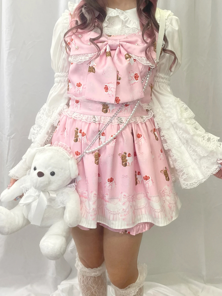 Ank Rouge アンクルージュ　チョコレート　スカート　熊　ベアー　ピンク Bears cake スカート - Ank Rouge(アンクルージュ)のスカート