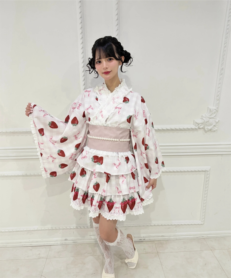 アンクルージュ♡ 浴衣ドレス、帯 セット ギンガムストロベリープリンセス浴衣ドレス - Ank Rouge(アン