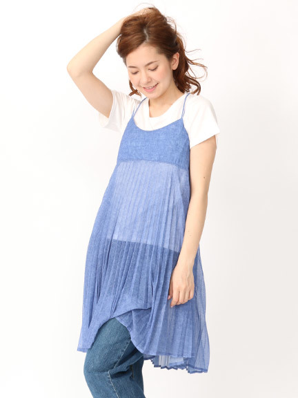 Tシャツ付きプリーツチュニック