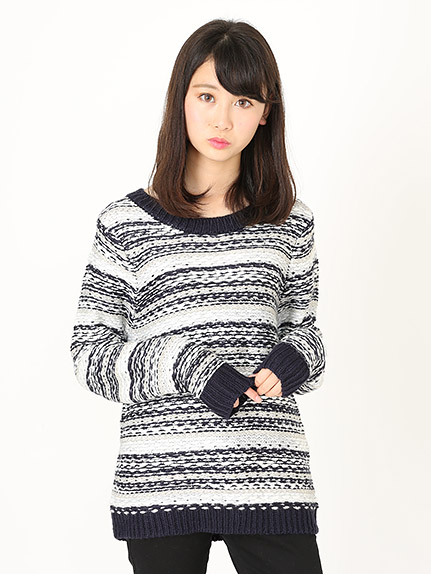 裏ジャガードラメMixニットプルオーバー